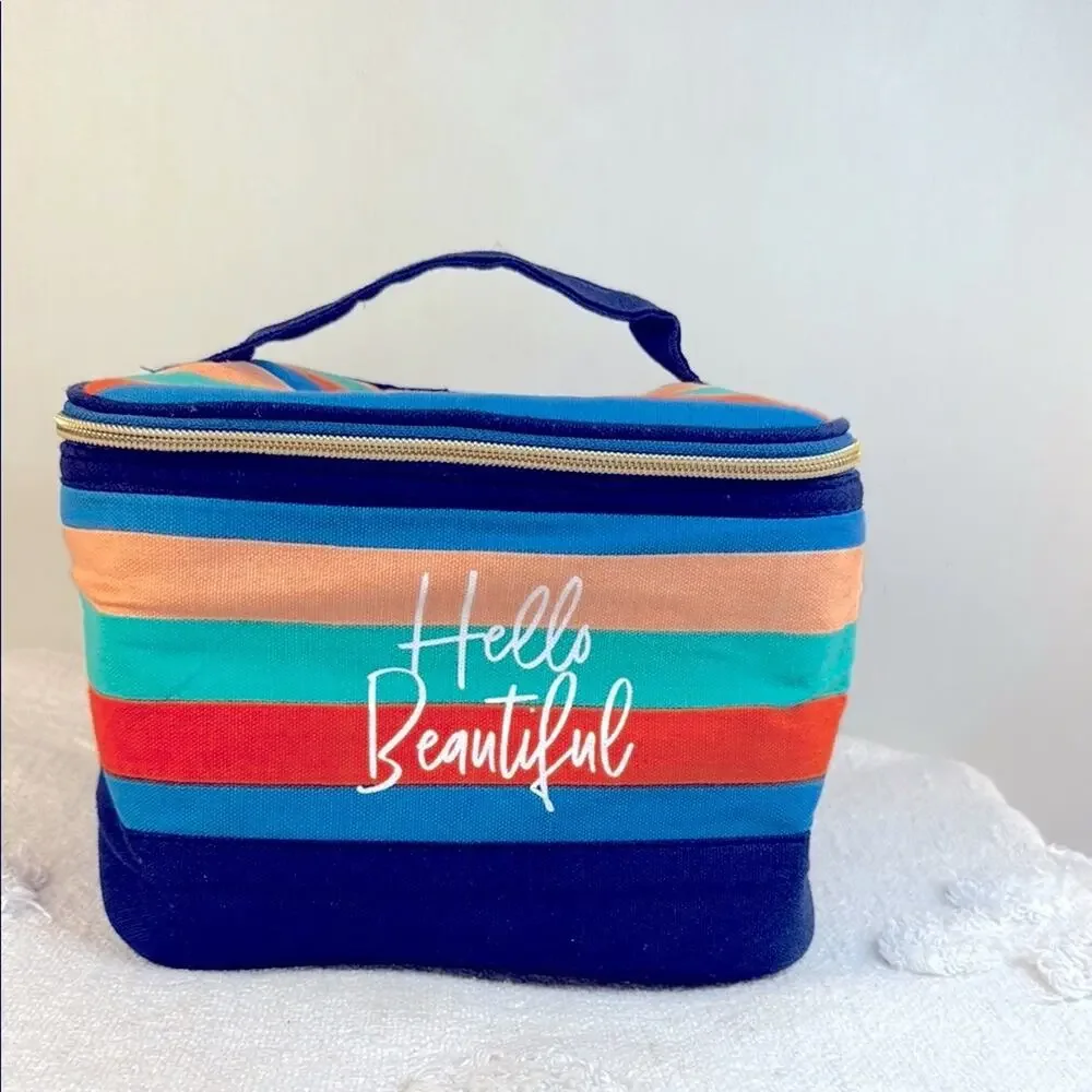 Dabney Lee Hellow Beautiful Colorful Striped Cosmetic Bag